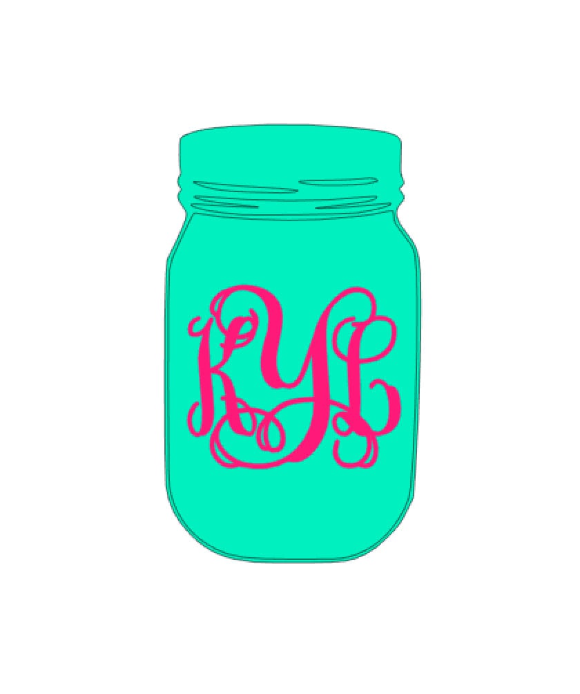 Mason Jar Decal with Monogram by CuttinCrazy on Etsy