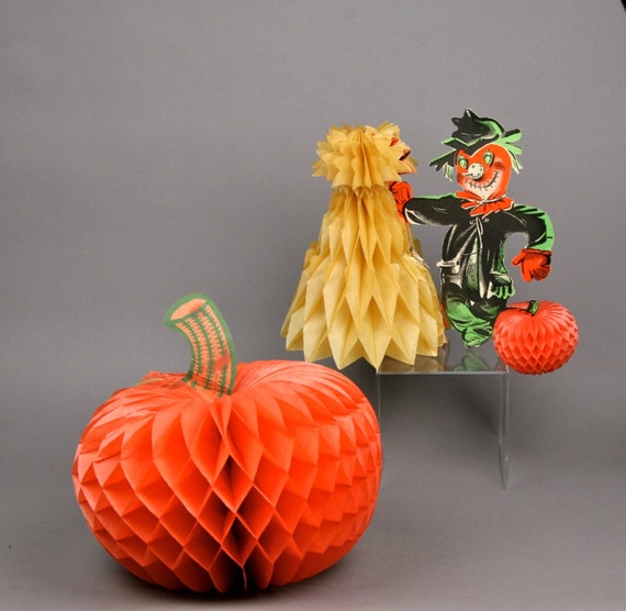 Vintage Halloween Decorations Scarecrow & Corn