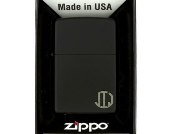 Monogrammed Personalized Black Matte Finish Classic Zippo Lighter for Wedding Party or for Father's Day Gift