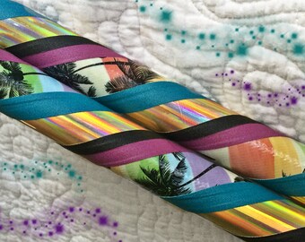 Hawaiian Sunset Dance & Exercise Hula Hoop COLLAPSIBLE or Push Button - gold teal black purple