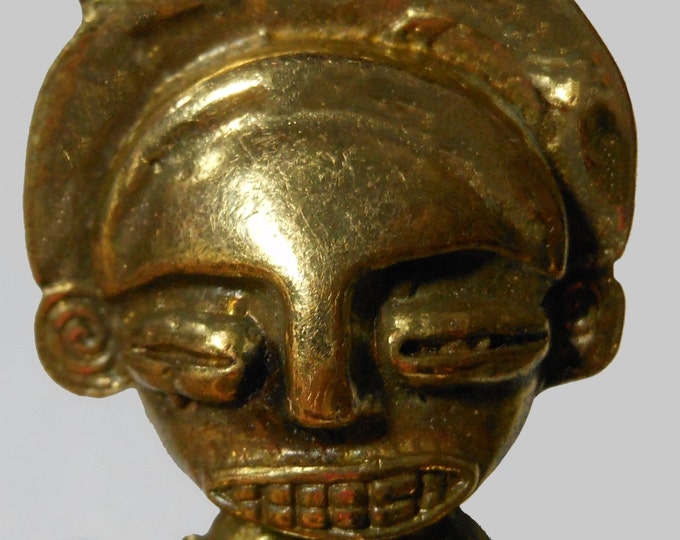 Alva studios fertility brooch, Alva museum replicas, brass colored, fertility god or warrior