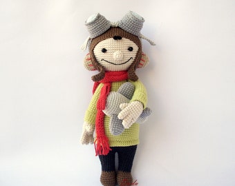 PDF Dave Aviator, Crochet Pattern - Doll Crochet Toy, DIY tutorial