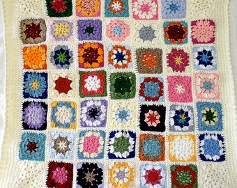 Multicolor Baby Blanket- Granny Square Crochet- Made To Order- Hand Crocheted- Granny Squares- Boy Or Girl- Baby Nursery Decor