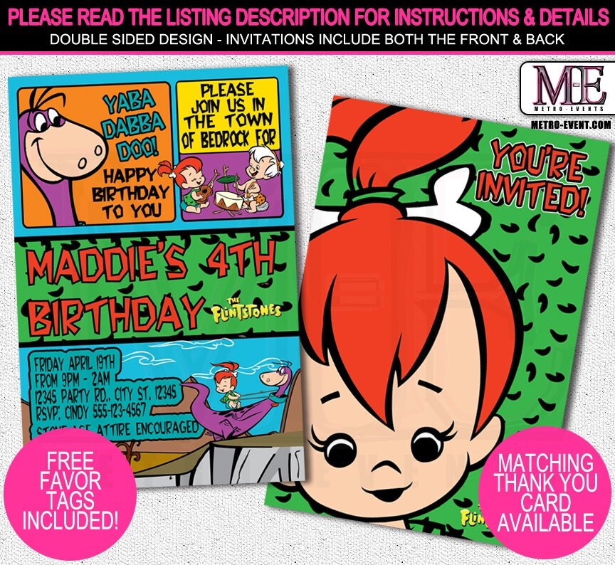 The Flintstones Birthday InvitationsPebbles Invitations