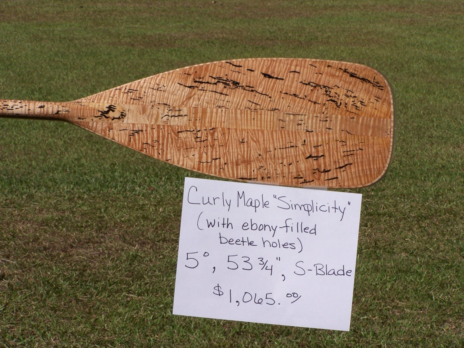 Wooden Canoe Paddle 5 Degree SBlade Curly Maple