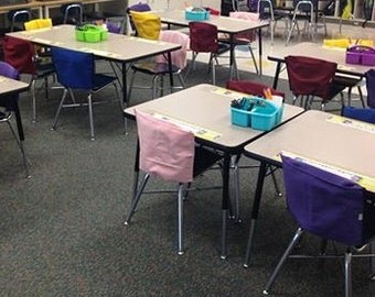 Chair Back Pocket 24 set U Choose Color & Width start 4.80 ea Teacher Classroom School Organizer Sturdy Duck Canvas Handmade USA sewnbynancy
