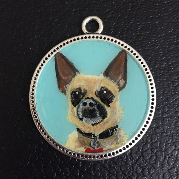 Items similar to Custom Pet Portrait Hand Painted Pendant on Etsy