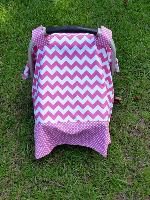 Car Seat Cover in Pink Chevron and Polka Dots // Car Seat