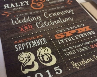 Rustic Fall Wedding Invitation Invite Color Wood Rustic Fall Wedding Invitation Invite Color Wood