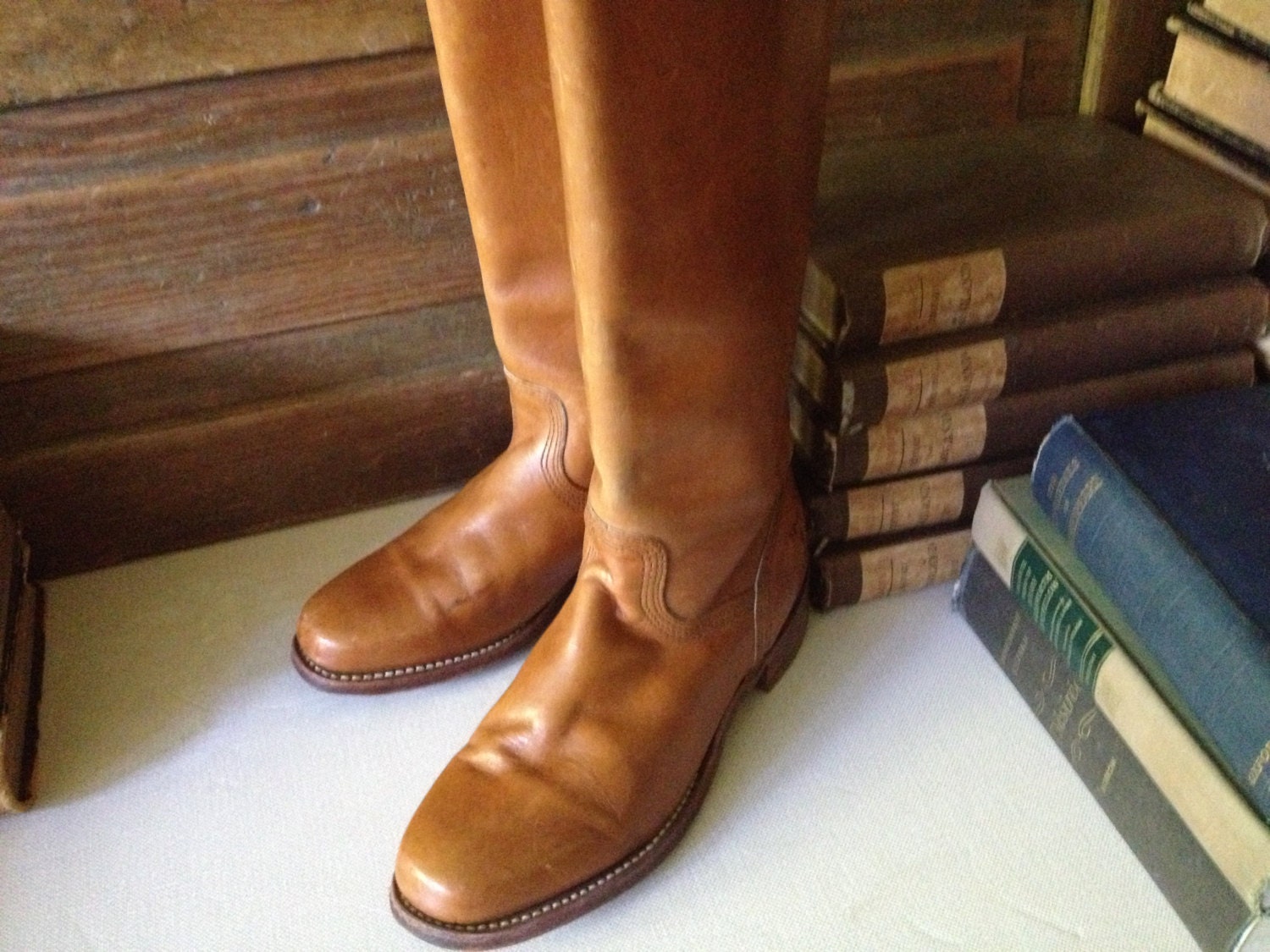 Vintage Frye ~ Honey Brown Leather Campus Riding Boots ~ Size 7.5 US ...
