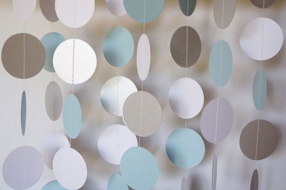 BLUE WHITE SILVER Paper Garland Boys Baby Shower