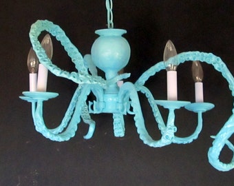 Beach, Coastal, Nautical, Baby or Child's Nursery Octopus Chandelier - YOU CHOOSE COLOR