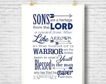 Father's Day, Bible Verse, Scripture art, Psalm 127:3-5, Sons are a Heritage from the Lord, Scripture printable, Instant Download