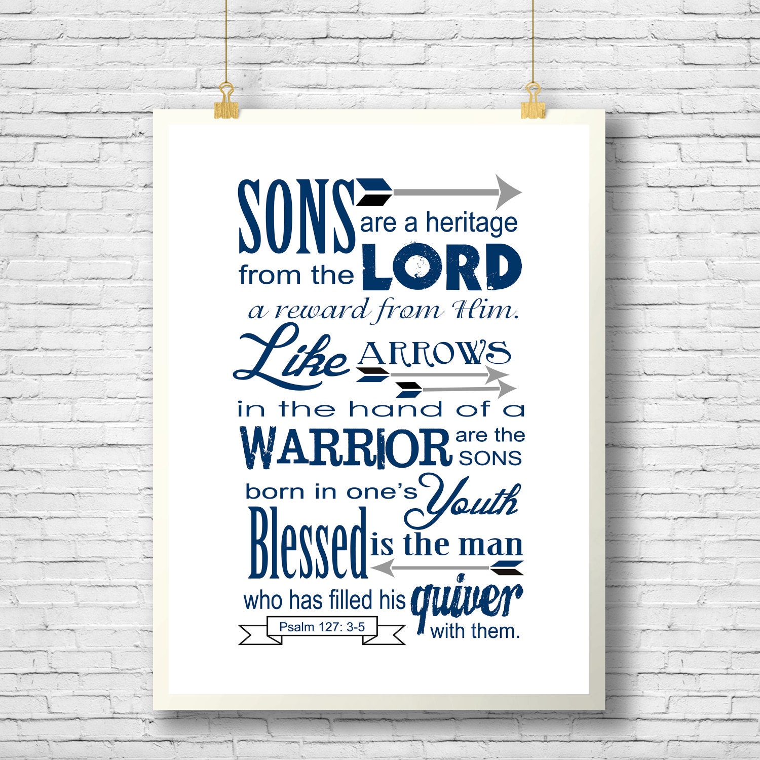 Printable Psalm 127 printable Bible verse printable Sons