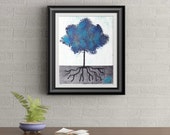 Blue Tuft Tree Signed Art Print of Signature Original By Rafi Perez