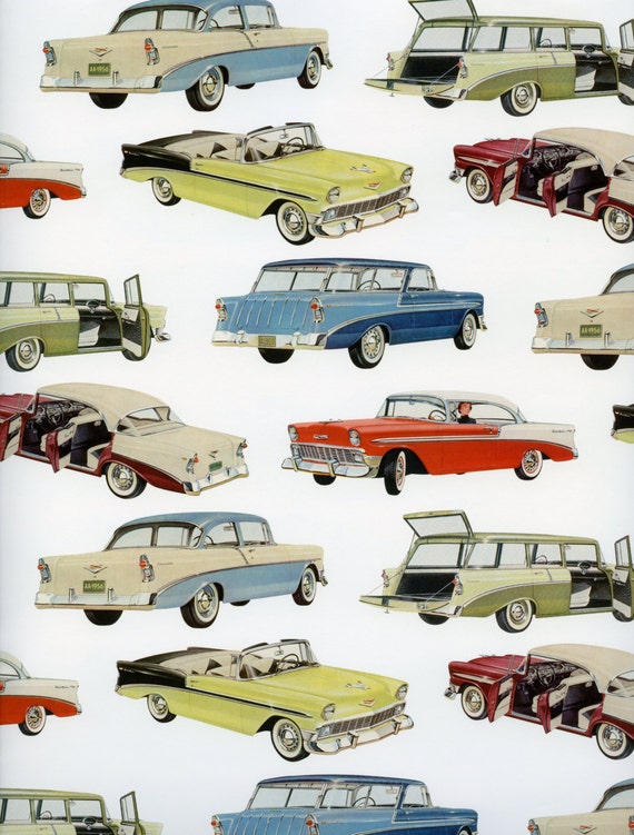 Classic Cars PAPER Classic Cars Gift Wrap Vintage Cars
