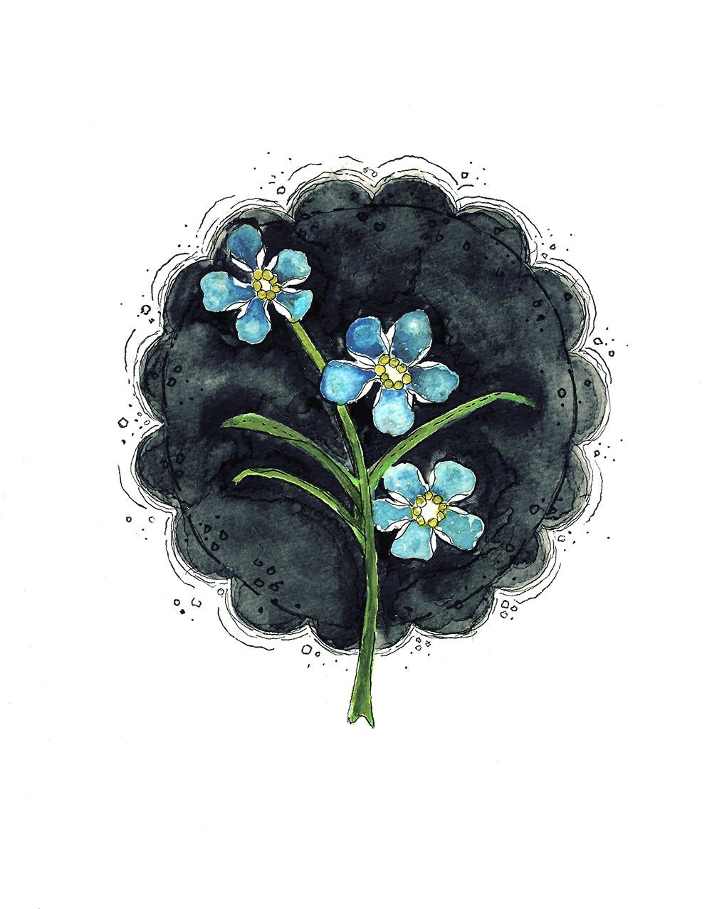 Home decor wall art print blue botanical