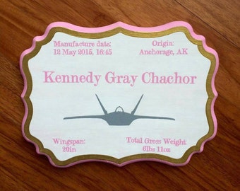 Military Baby Announcement ( F22 Raptor pictured )