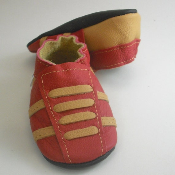 SALE 50% soft sole baby shoes leather infant sport red by ...