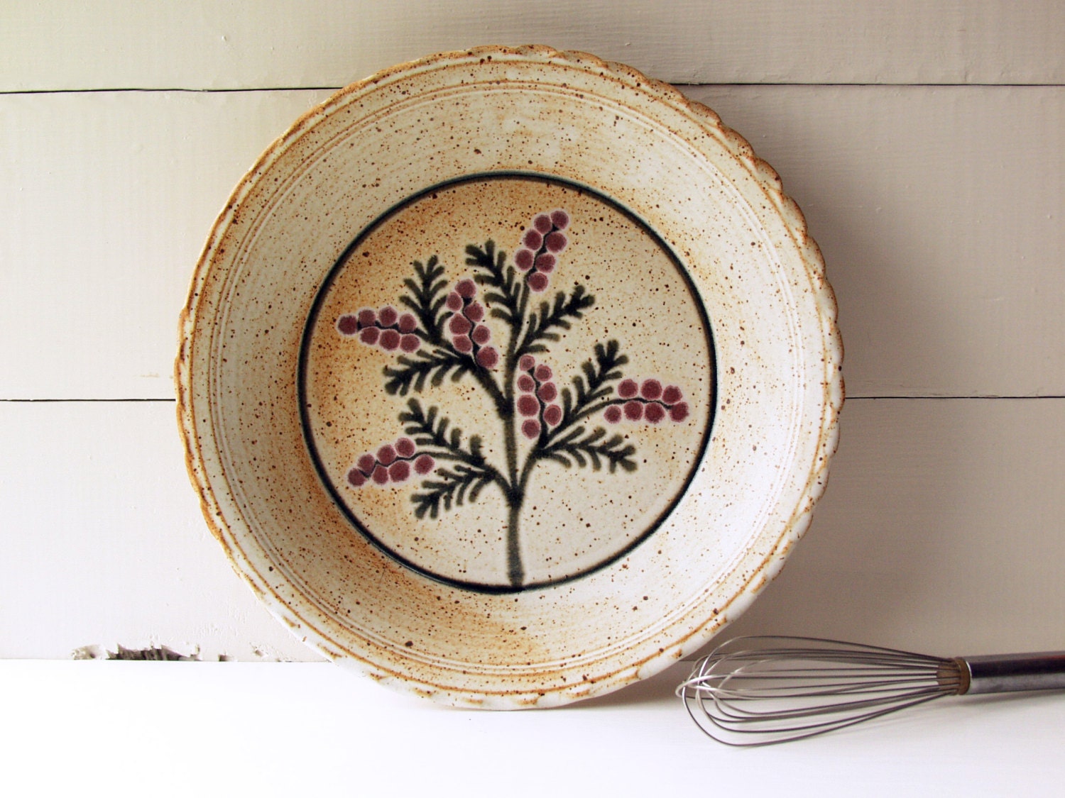 Stoneware Pie Plate. Hand Made Ruffled by AcmeVintageAndSupply
