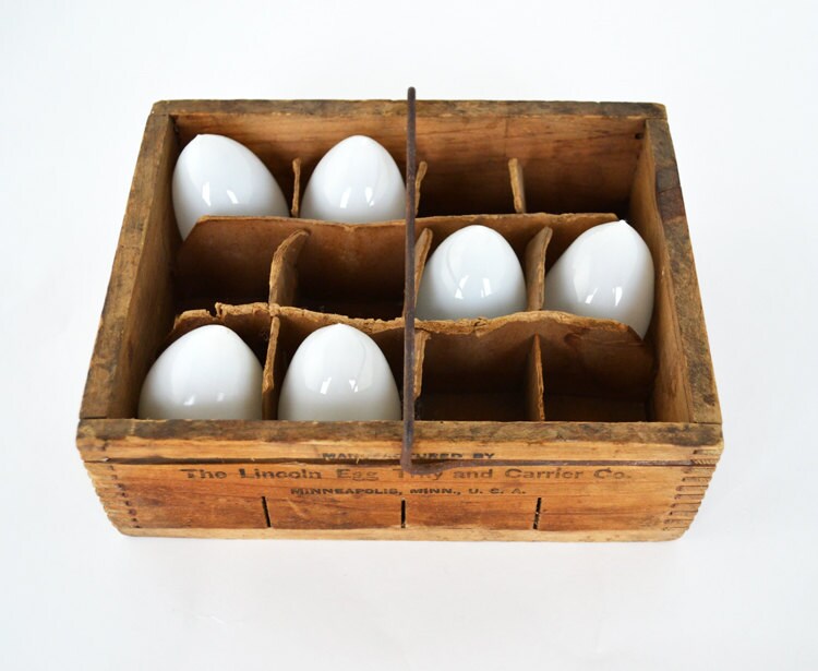 Vintage Wooden Egg Tray Antique Egg Carrier by NostalgicArtifacts