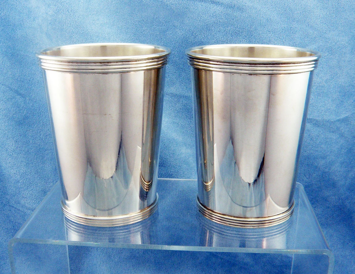 Vintage Set of 2 Sterling Silver Mint Julep Cups by