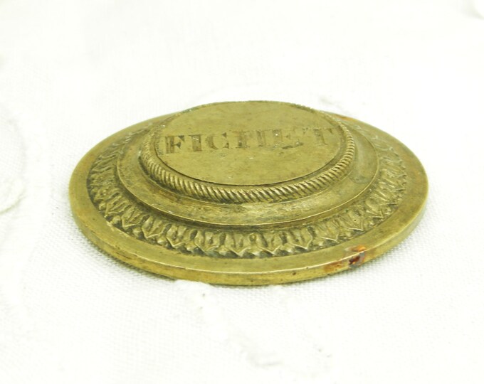 Antique French Brass Metal Molding Engraved "Fichet" / Retro Vintage Home Interior / Chateau Chic / Shabby Chic / Diy Improvement / France
