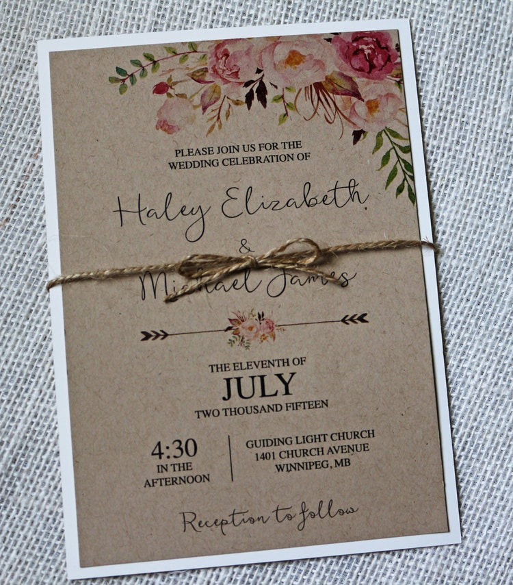 Kraft Wedding Invitation Rustic Wedding By Loveofcreating On Etsy