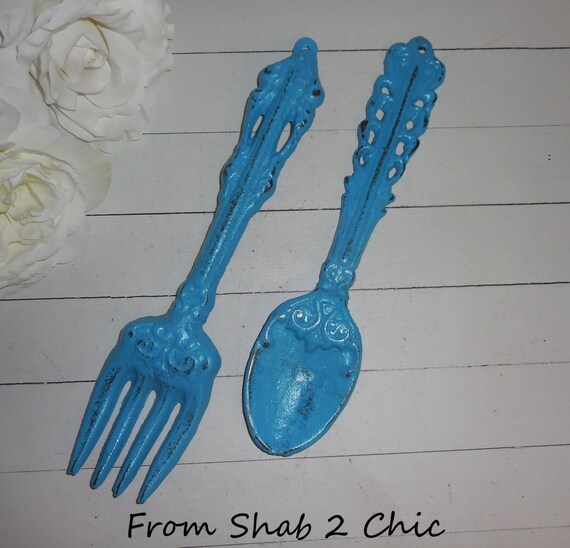 PERSIMMON / Fork and Spoon Set / Kitchen Wall Art by FromShab2Chic