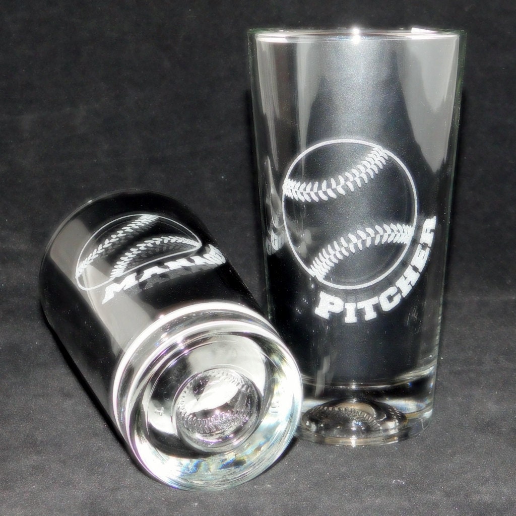 Pitcher Baseball Bottom Glass baseball gift birthday gift