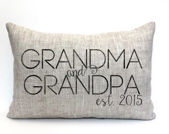 grandparent gift, grandma gift, grandpa gift, birth announcement, personalized pillow "The Grandma & Grandpa"