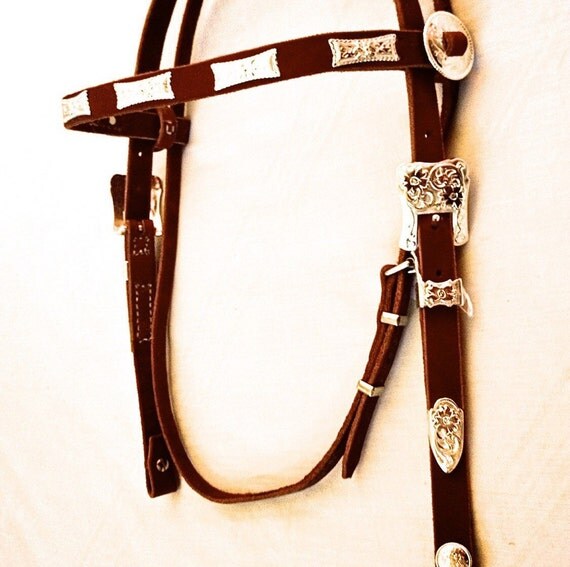 Handmade Western Horse Browband Headstall Bridle Silver