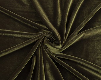 Olive Stretch Velvet Fabric by the yard or wholesale - 1 Yard Style 1001