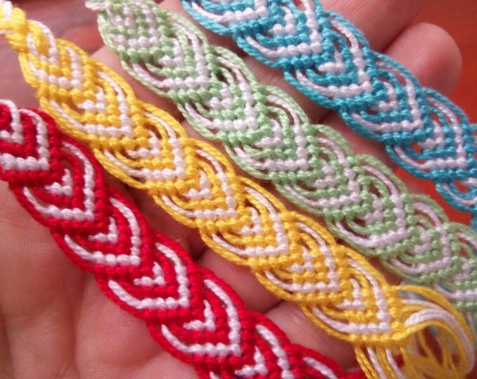 Custom Friendship Bracelet, Macrame, Woven Bracelet, Wristband, Knotted Bracelet - Pick your colors - Custom made Hearts