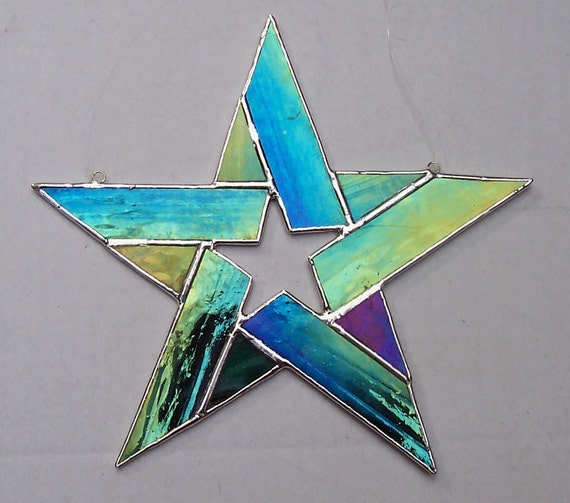 Stained Glass 5 Point Star Star Within A By Suncatchercreations