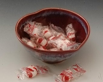 Handmade Porcelain Pottery Stoneware Bowl Plum Red by Mark Hudak