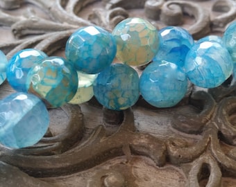 Agate Multi Blue Round Faceted, 8mm Gemstone Beads 15pcs half strand