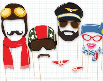 Airplane Party Photo Booth Props, Birthday Party Photobooth Props, Pilot Moustache, Special Delivery, Baby Shower, Little Aviator Jet Setter