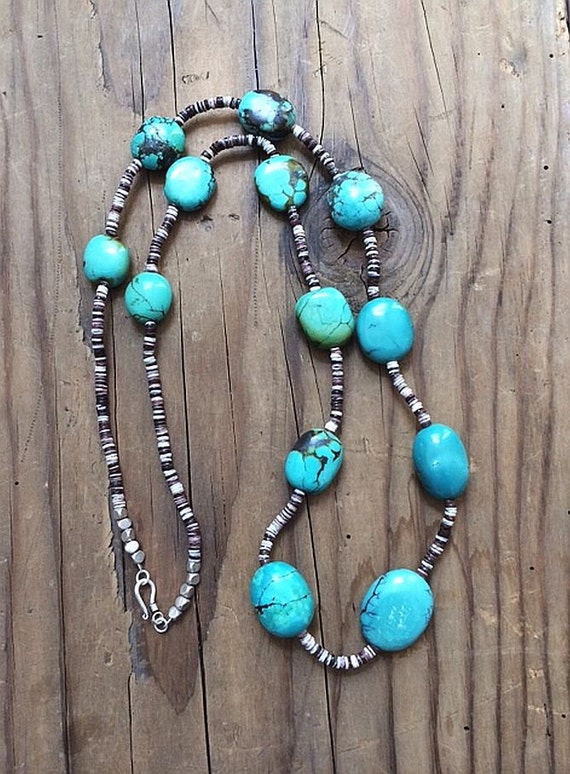 Arizona Turquoise Necklace / Heishi Shell by MyPeaceAndLove