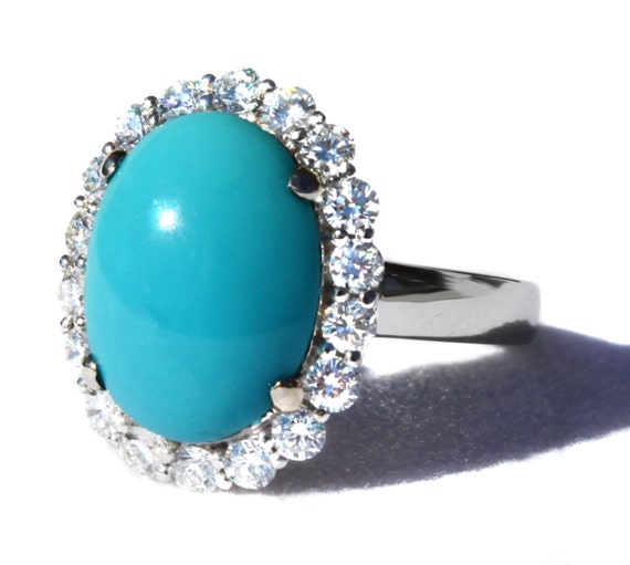 Spectacular Sleeping Beauty Turquoise Diamond 18K Ring   Il 570xN.809059506 7dqq 