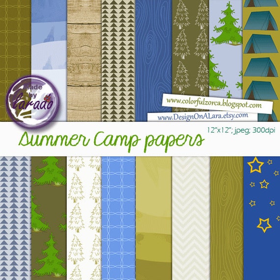 Camping Digital Papers Summer Camp Digital Papers Camping