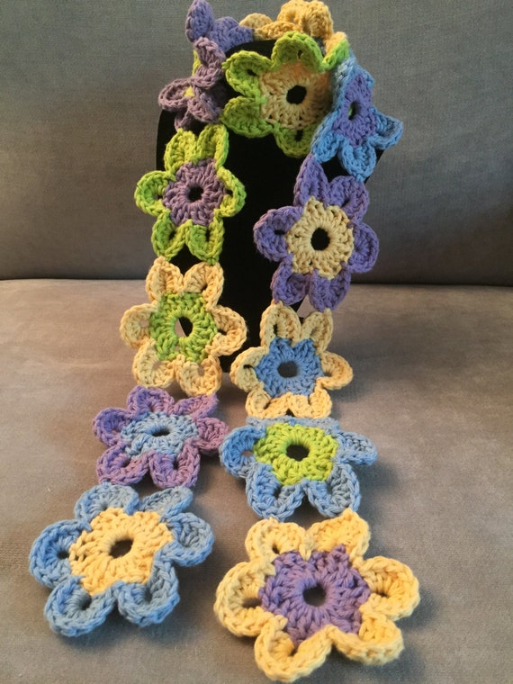 Items Similar To Crochet Daisy Chain Scarf On Etsy