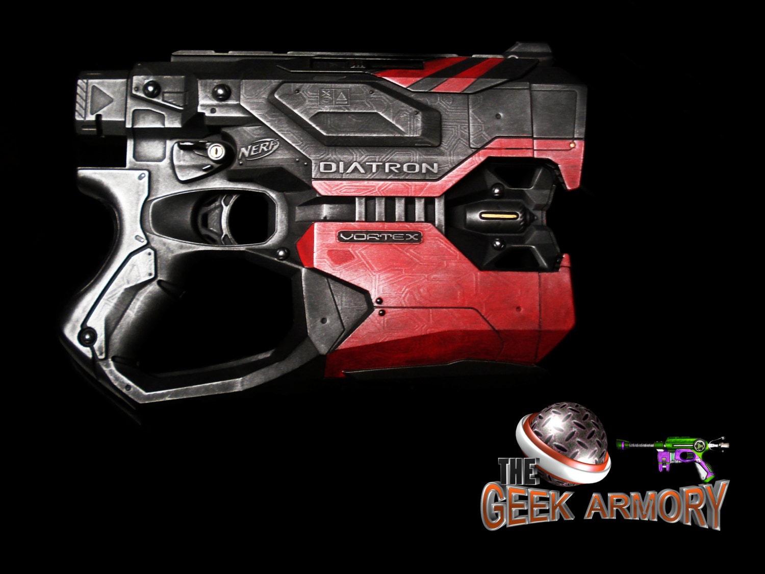 Nerf Diatron Blaster Gun Hellboy custom painted Art by Artist