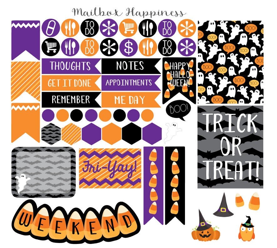 halloween planner stickers erin condren by mailboxhappiness