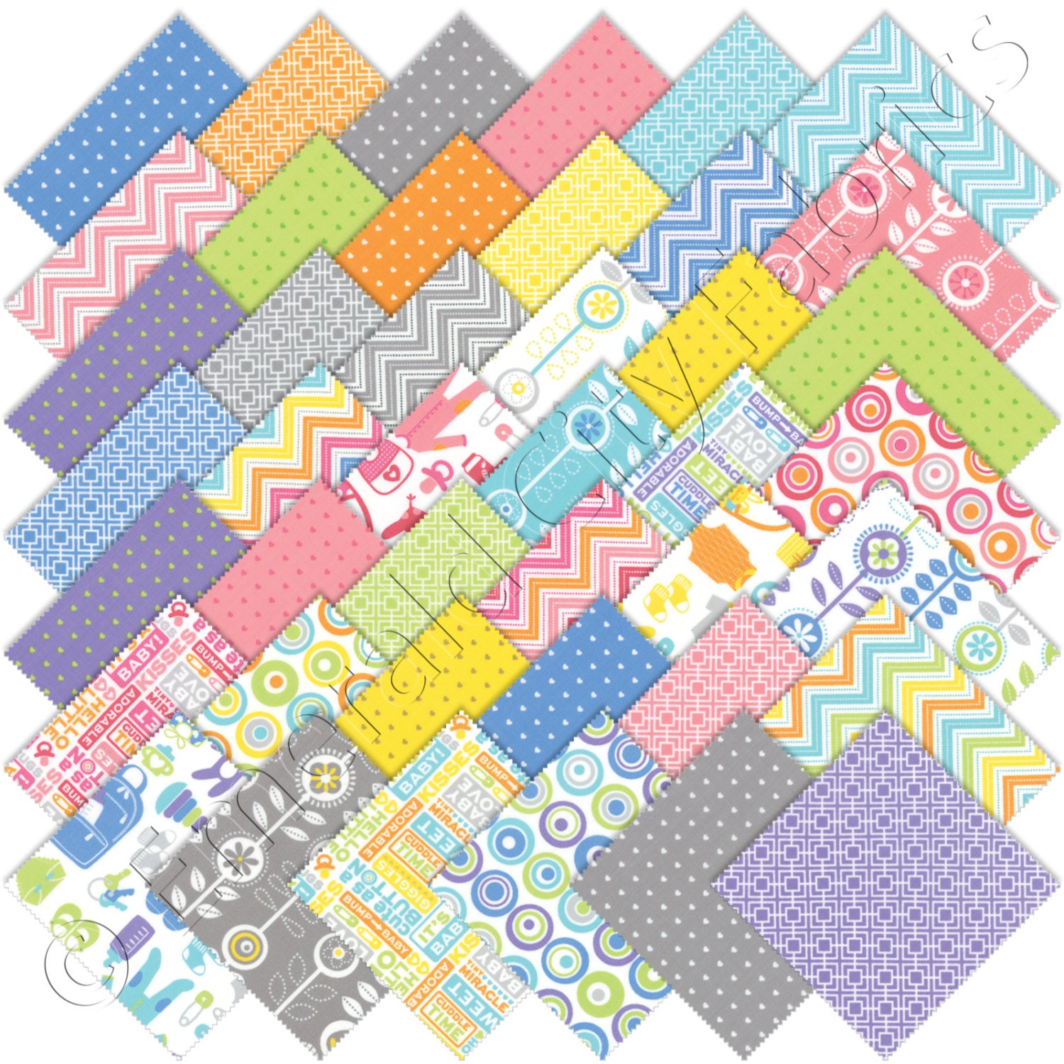 Moda Charm Pack From Bump To Baby Fabric Squares 10040PP