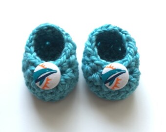 Miami Dolphins baby booties, baby booties, infant shoes, crochet baby booties, booties for baby, crochet baby shoes