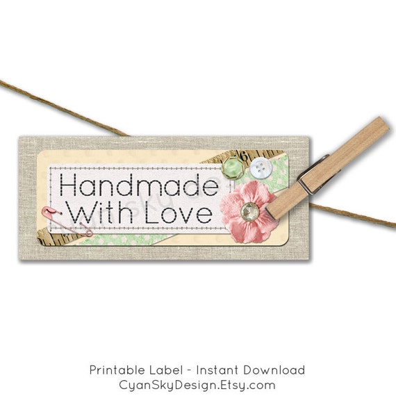 items similar to handmade with love diy printable sticker