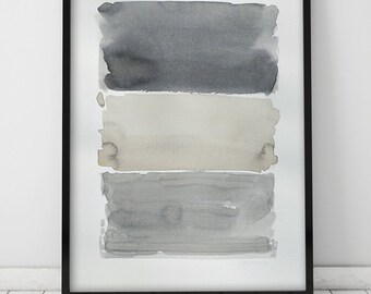 Original Watercolor Painting, Abstract Painting, Fine Art, Kunst, Pintura, Minimalist, Geometric Art, Stripes, Beige, Gray, White, Abstract