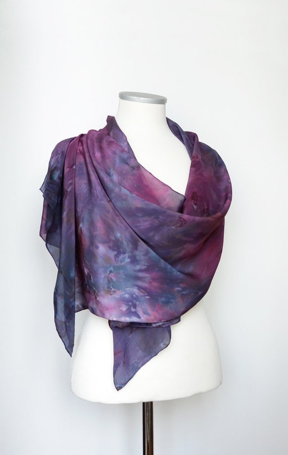 Hand Dyed Silk Scarf. Abstract burgundy shibori scarf. Women Scarves ...