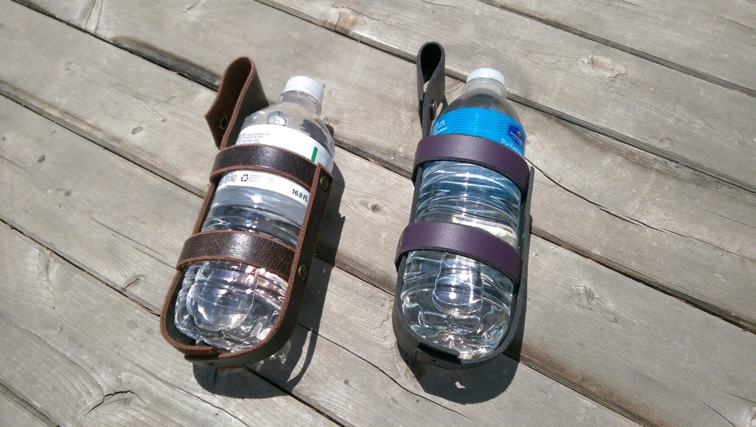 Leather water bottle holder